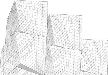 soyut modüler mimari 3d illüstrasyon