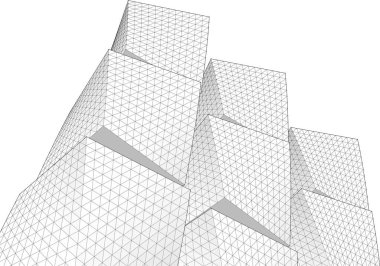 soyut modüler mimari 3d illüstrasyon