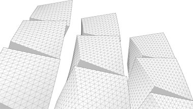 soyut modüler mimari 3d illüstrasyon