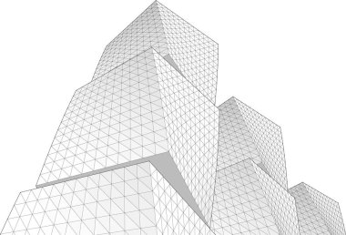 soyut modüler mimari 3d illüstrasyon