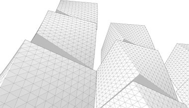 soyut modüler mimari 3d illüstrasyon