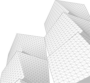 soyut modüler mimari 3d illüstrasyon