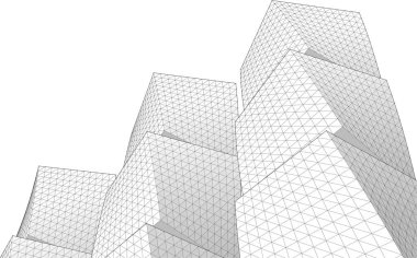 soyut modüler mimari 3d illüstrasyon