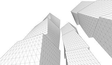 soyut modüler mimari 3d illüstrasyon