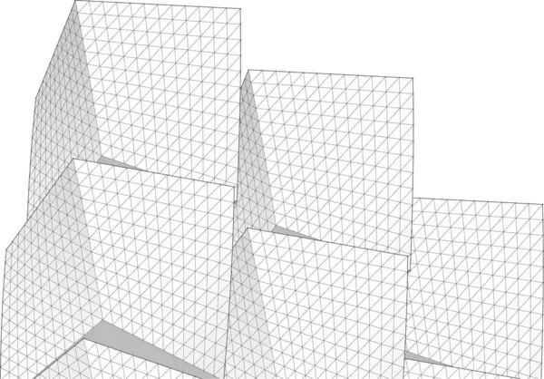 soyut modüler mimari 3d illüstrasyon