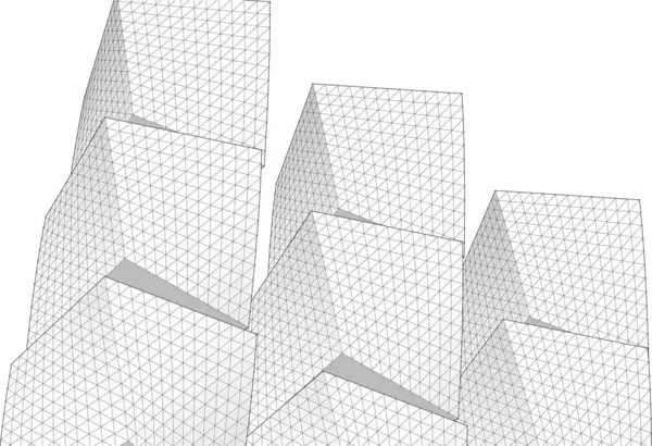 soyut modüler mimari 3d illüstrasyon