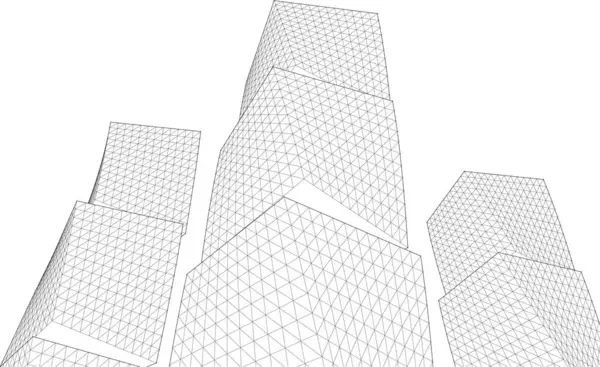 soyut modüler mimari 3d illüstrasyon