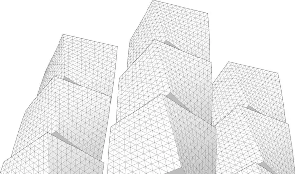 soyut modüler mimari 3d illüstrasyon