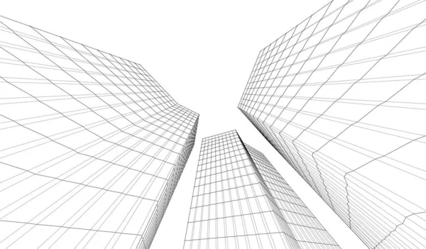 soyut modüler mimari 3d illüstrasyon