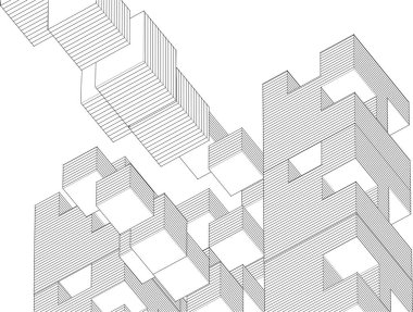 soyut modüler mimari 3d illüstrasyon