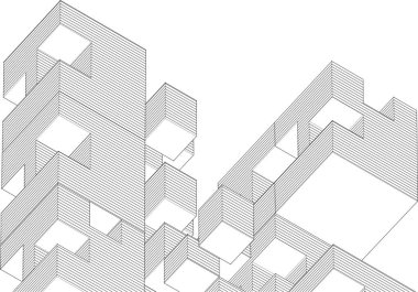 soyut modüler mimari 3d illüstrasyon