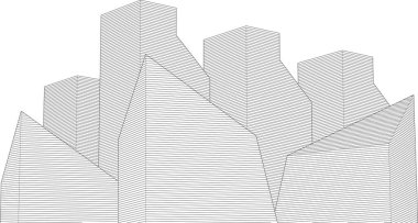 soyut modüler mimari 3d illüstrasyon