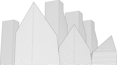 soyut modüler mimari 3d illüstrasyon