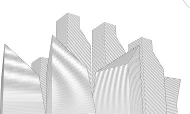 soyut modüler mimari 3d illüstrasyon