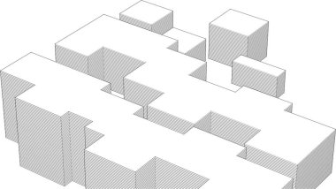 soyut modüler mimari 3d illüstrasyon