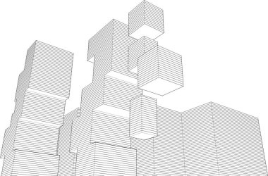 soyut modüler mimari 3d illüstrasyon