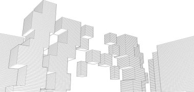 soyut modüler mimari 3d illüstrasyon