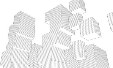 soyut modüler mimari 3d illüstrasyon