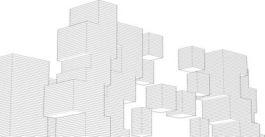 soyut modüler mimari 3d illüstrasyon