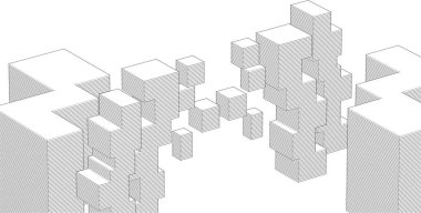 soyut modüler mimari 3d illüstrasyon