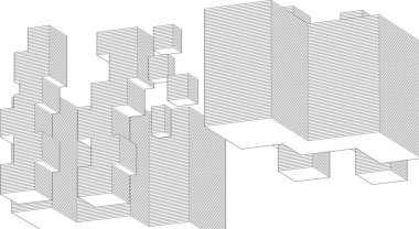 soyut modüler mimari 3d illüstrasyon
