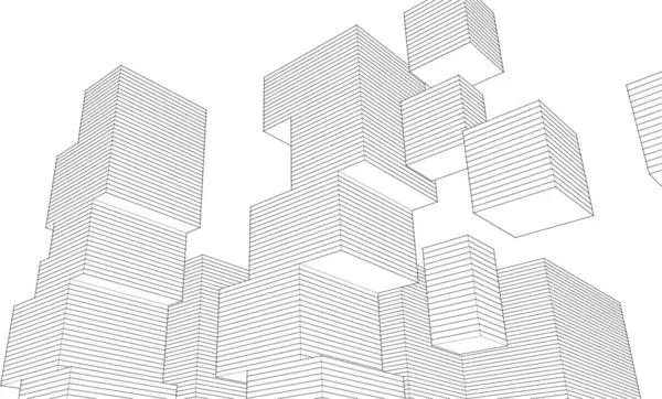 soyut modüler mimari 3d illüstrasyon