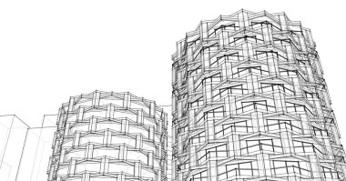 modern şehir mimarisi, 3D illüstrasyon