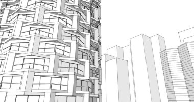 modern şehir mimarisi, 3D illüstrasyon