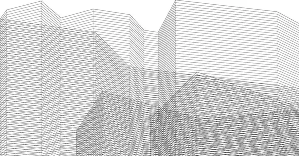 modern architecture modular facade 3d illustration
