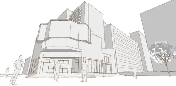 city modern architecture sketch 3d illustration