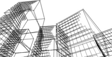 soyut modüler mimari 3d illüstrasyon