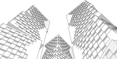 soyut modüler mimari 3d illüstrasyon