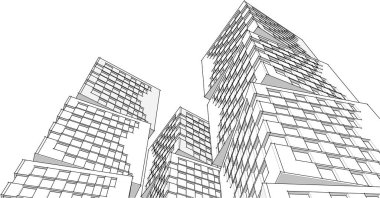 soyut modüler mimari 3d illüstrasyon