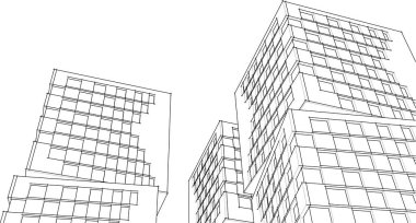 soyut modüler mimari 3d illüstrasyon