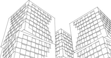 soyut modüler mimari 3d illüstrasyon