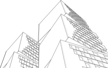 soyut modüler mimari 3d illüstrasyon