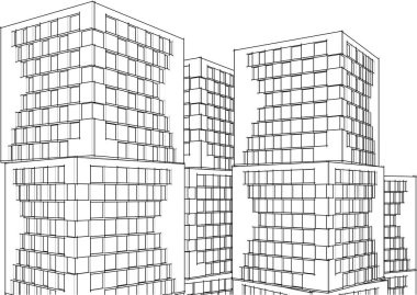 soyut modüler mimari 3d illüstrasyon