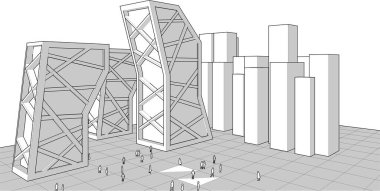 şehir kavramsal mimarisi 3d illüstrasyon