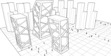 şehir kavramsal mimarisi 3d illüstrasyon