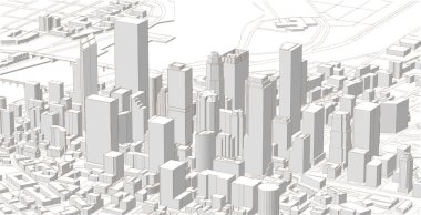 Modern şehir panoraması 3D illüstrasyon