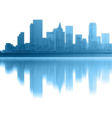 Modern şehir panoraması 3D illüstrasyon