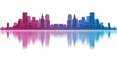 Modern şehir panoraması 3D illüstrasyon