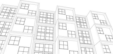 Modüler ev kavramı 3d vektör illüstrasyonu