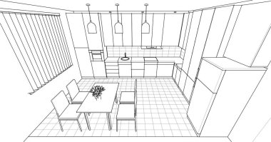 ev mimarisi projesi çizimi 3d illüstrasyon