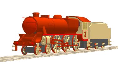 Bir lokomotifin 3d görüntülenmesi, ulaşım