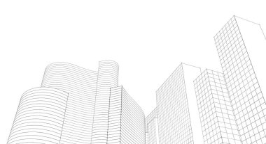 Soyut kentsel manzara kenti 3D illüstrasyon