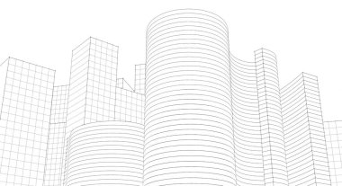 Soyut kentsel manzara kenti 3D illüstrasyon