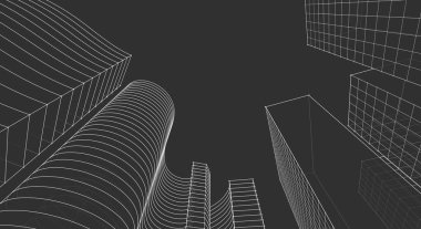 Soyut kentsel manzara kenti 3D illüstrasyon