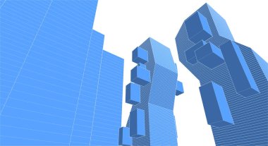 Mimari, soyut şehir 3D illüstrasyon