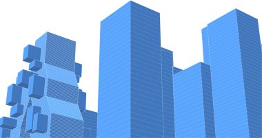 Mimari, soyut şehir 3D illüstrasyon